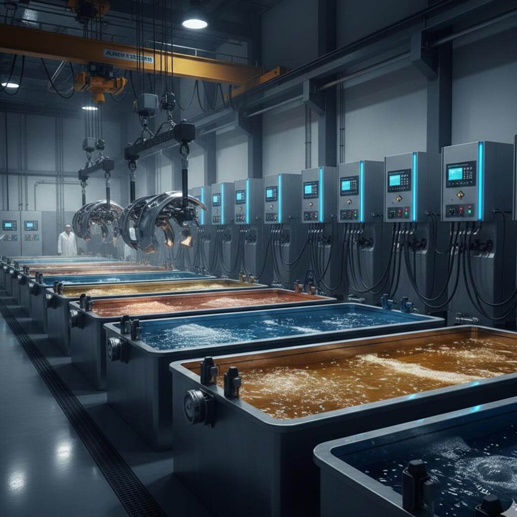 راهنمای جامع انتخاب رکتیفایر آبکاری صنعتی: نمونه ای از خطوط آبکاری بزرگ